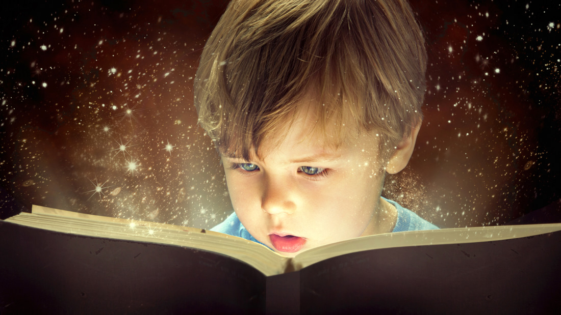 Little boy and the magic book